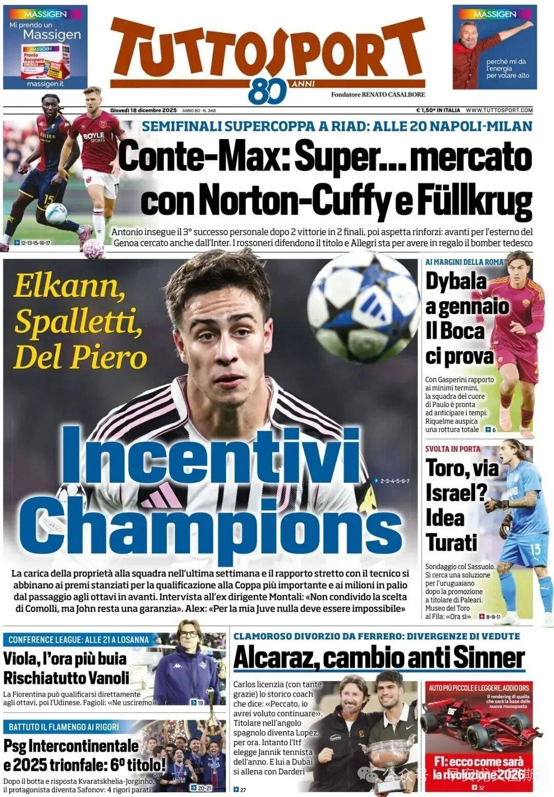 อิลดิซได้รับรางวัลนักเตะยอดเยี่ยมประจำเดือนพฤศจิกายนของยูเวนตุส; บาเยิร์น มิวนิค และบาร์เซโลน่าจับตาดูการย้ายทีมแบบฟรีของฟิออเรนติน่า มัคเคนนี่ แชมเปียนส์ลีก อินเตอร์ มิลาน